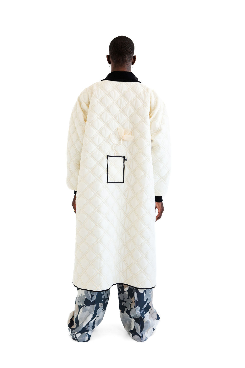 Cream long quilted layer