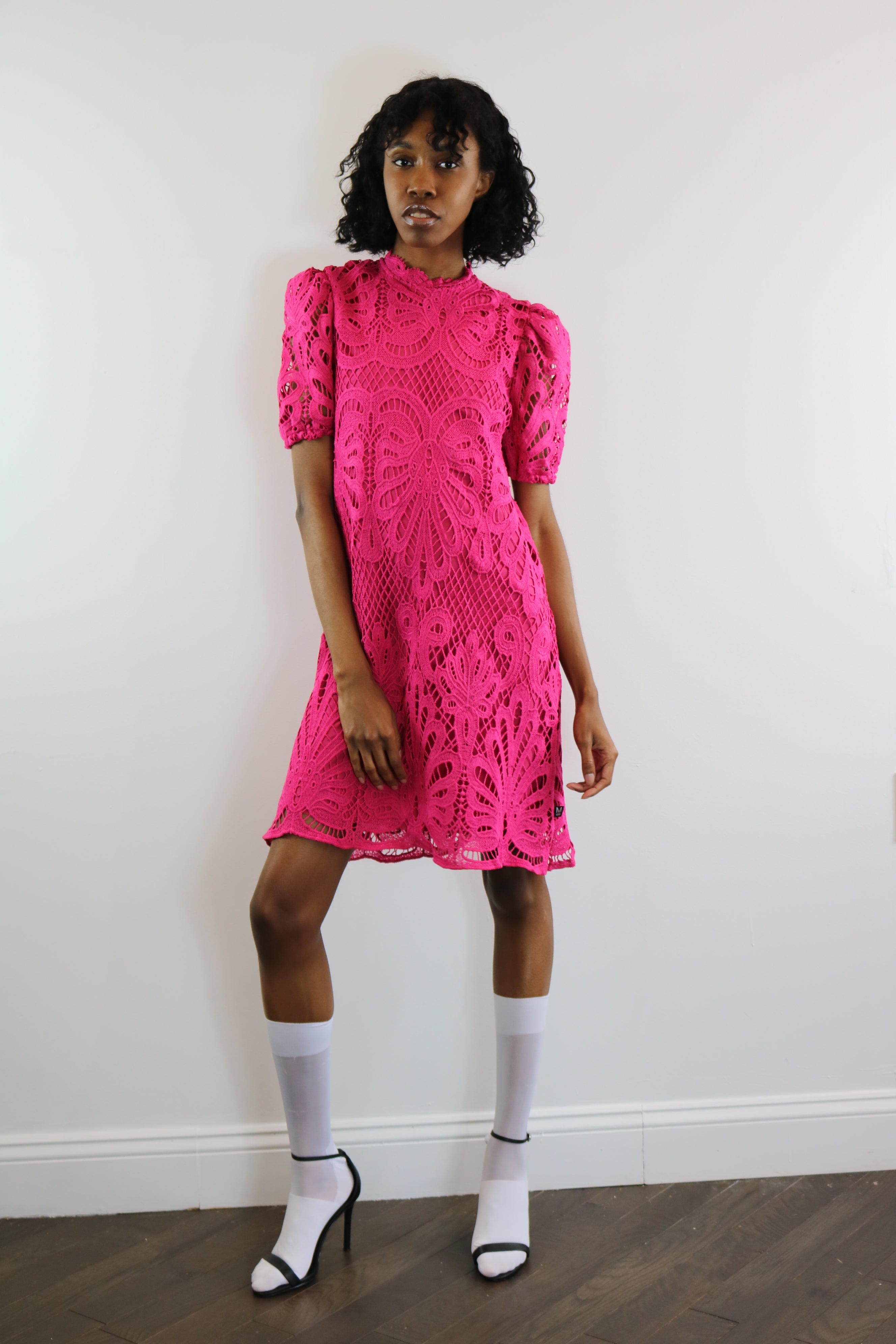 chinese dress ladies A Line V Neck Layered Fuchsia Lace Prom Dresses, Fuchsia Lace Homecomi –  jbydress
