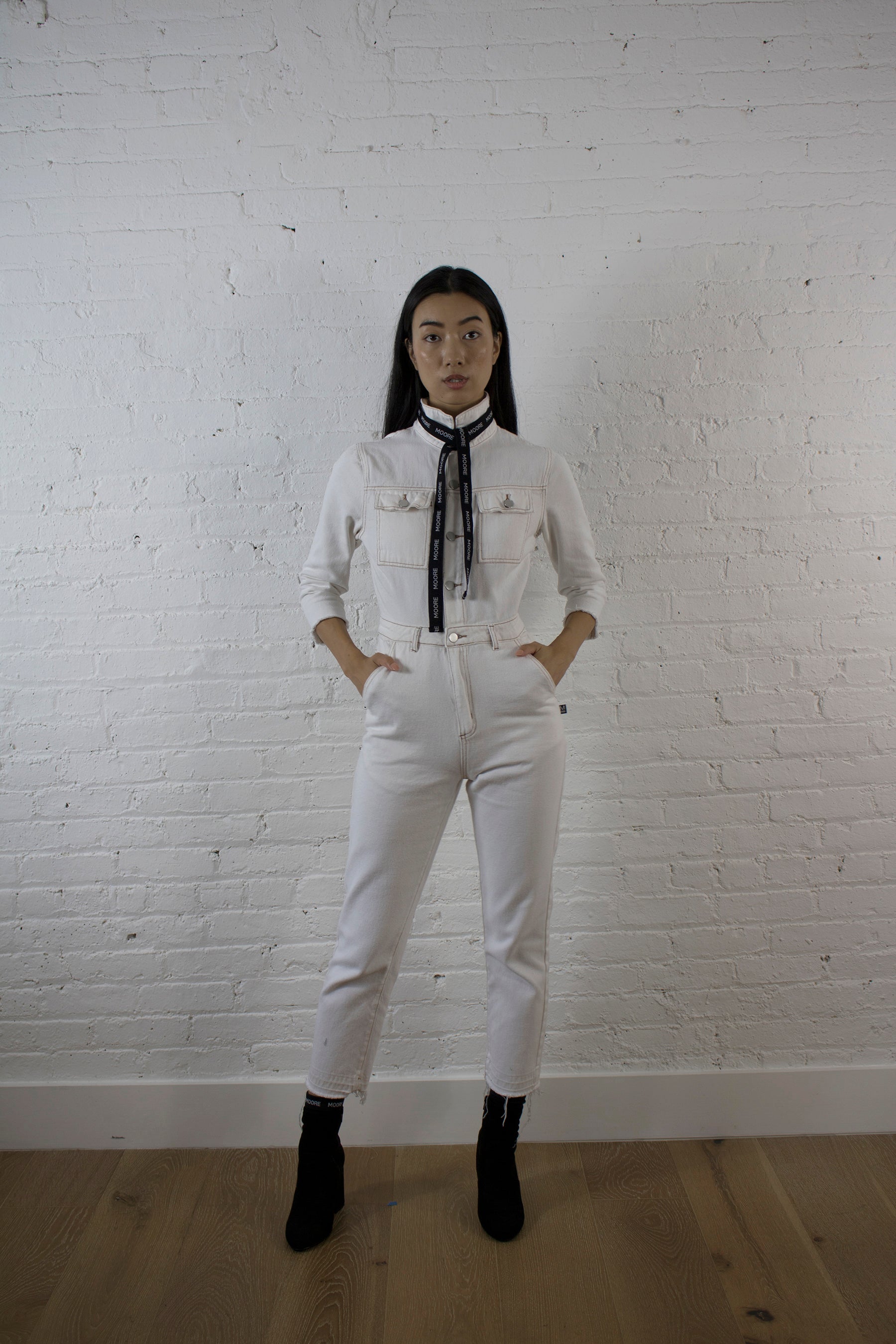CREAM DENIM JUMPSUIT