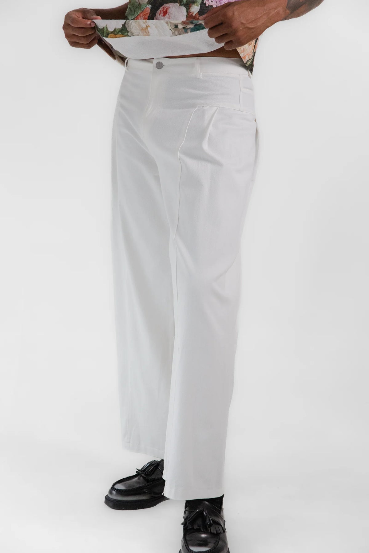 Pleat Denim - White