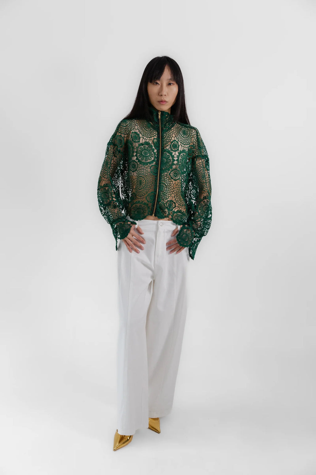 Forrest Crochet Zip Up