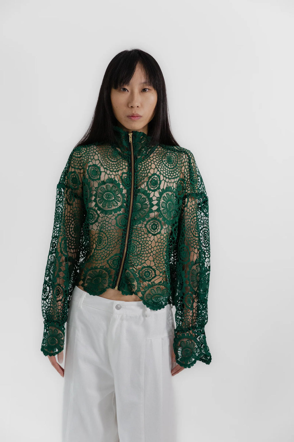 Forrest Crochet Zip Up