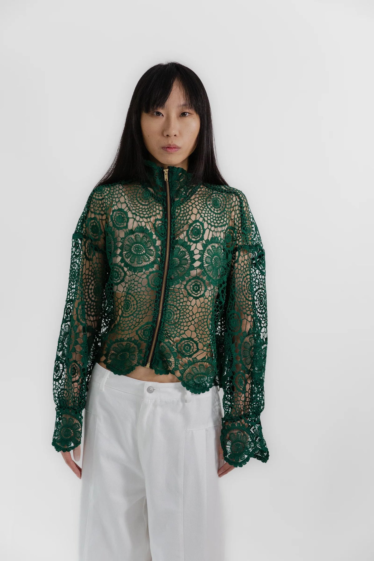 Forrest Crochet Zip Up