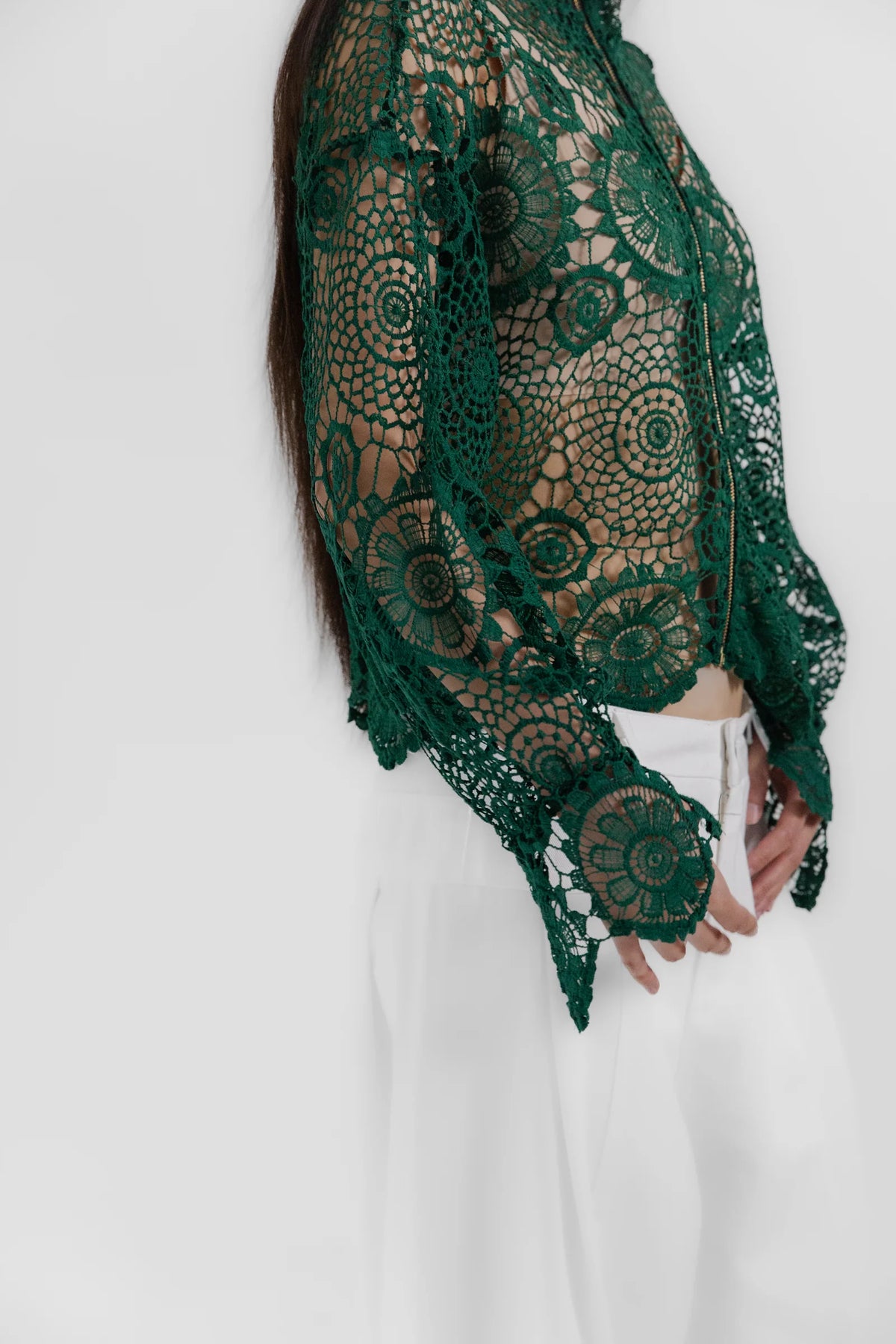 Forrest Crochet Zip Up