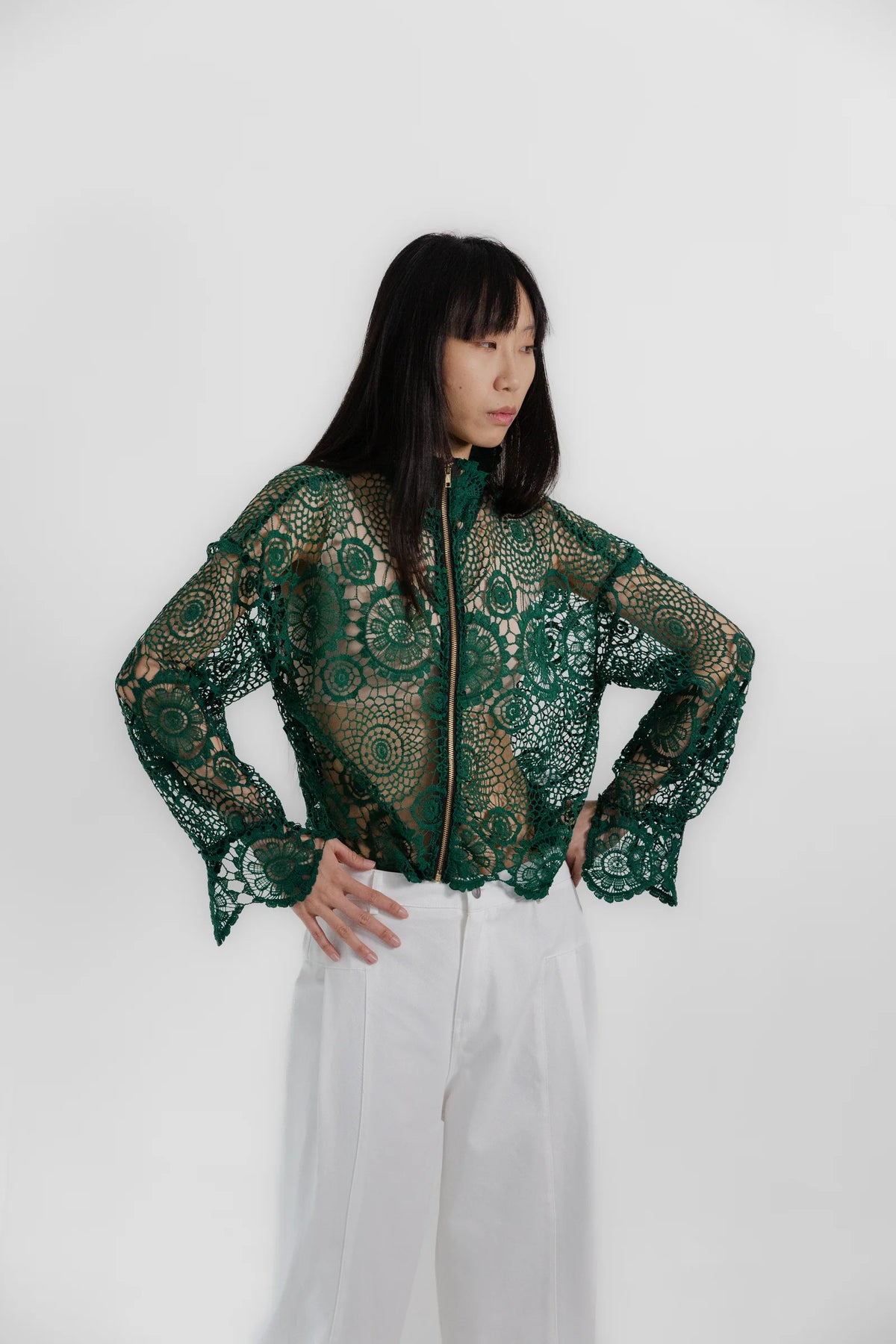 Forrest Crochet Zip Up