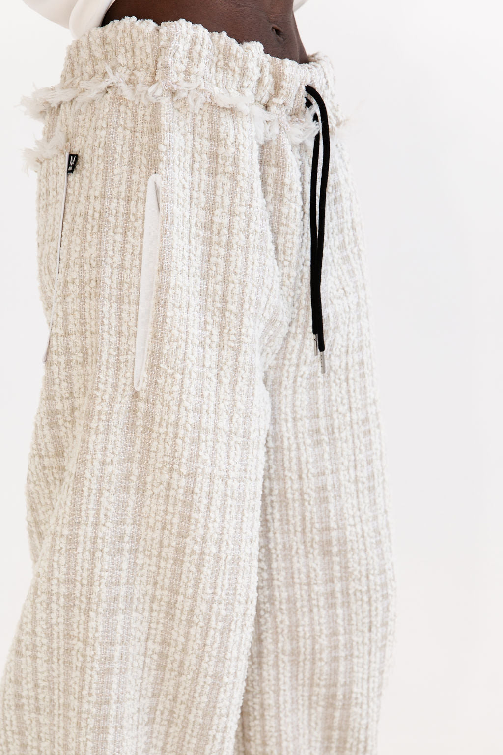 Sand and white boucle pant