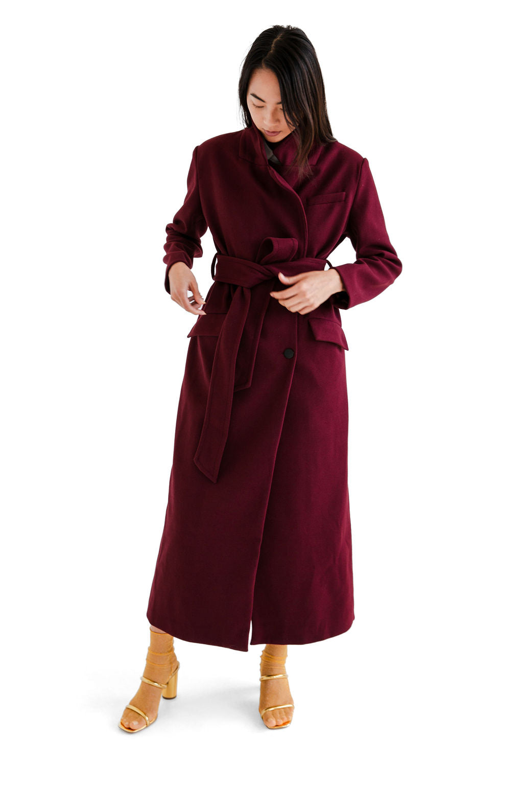 Burgundy overcoat