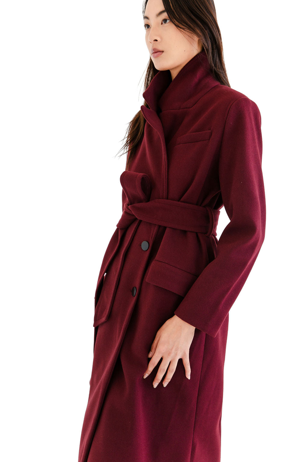 Burgundy overcoat