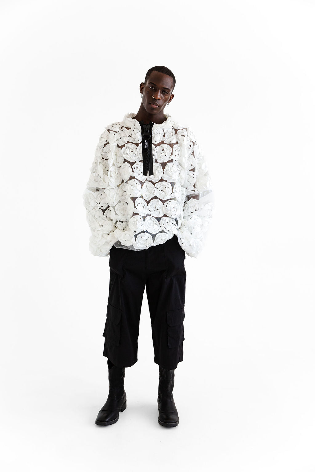 Black cargo long shorts