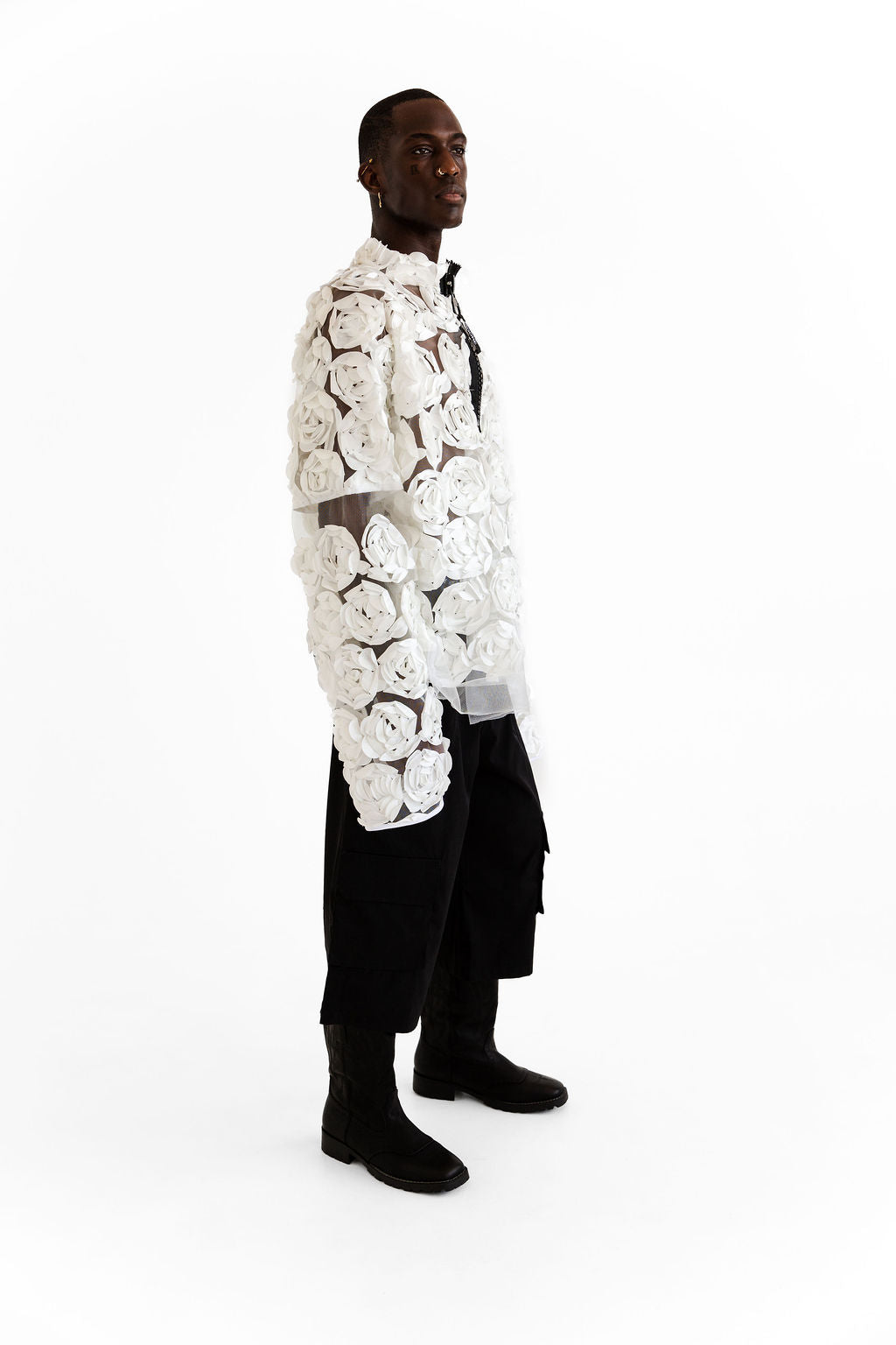 Black cargo long shorts