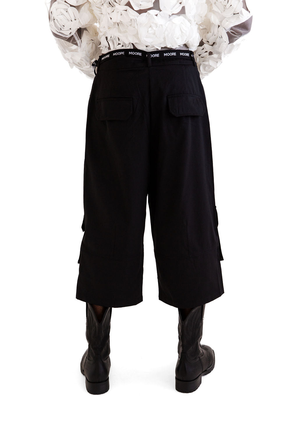 Black cargo long shorts