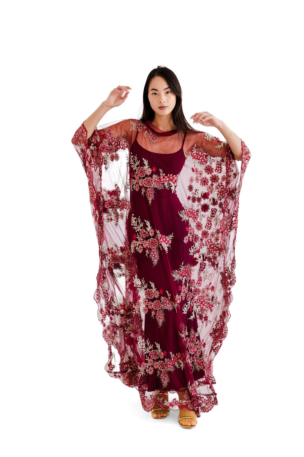 Burgundy embellished chemise