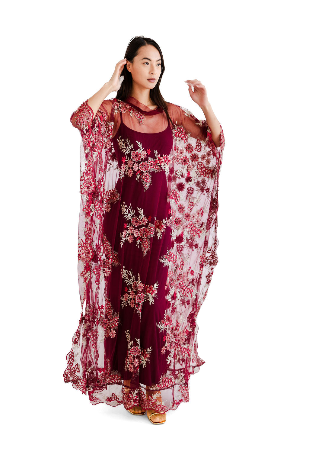 Burgundy embellished chemise