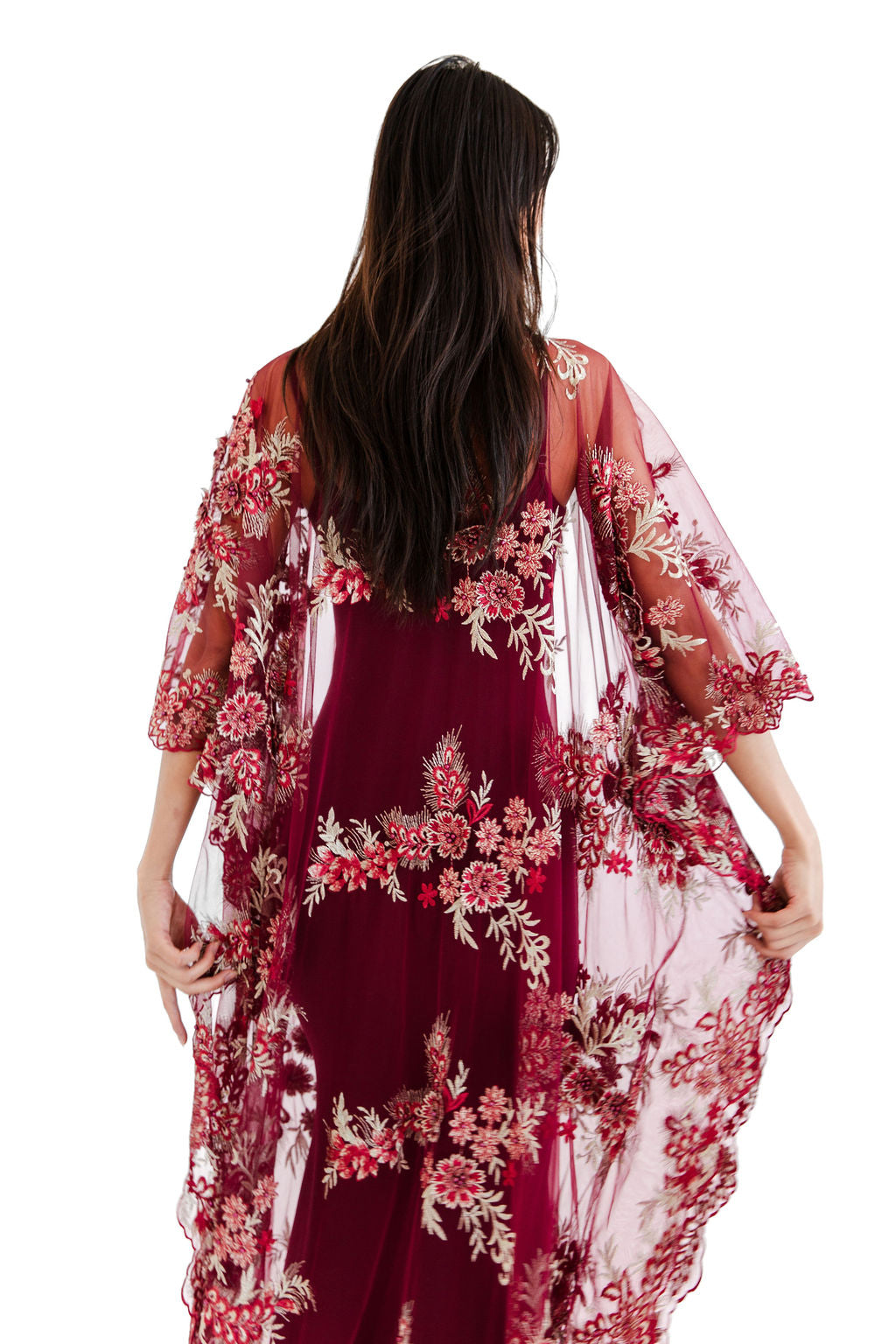 Burgundy embellished chemise