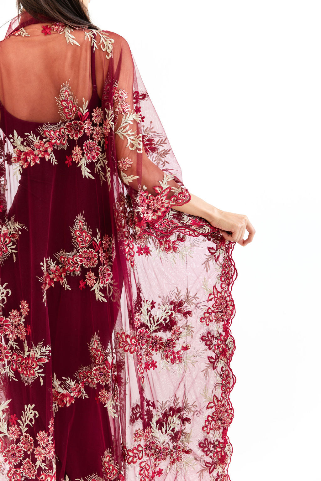 Burgundy embellished chemise