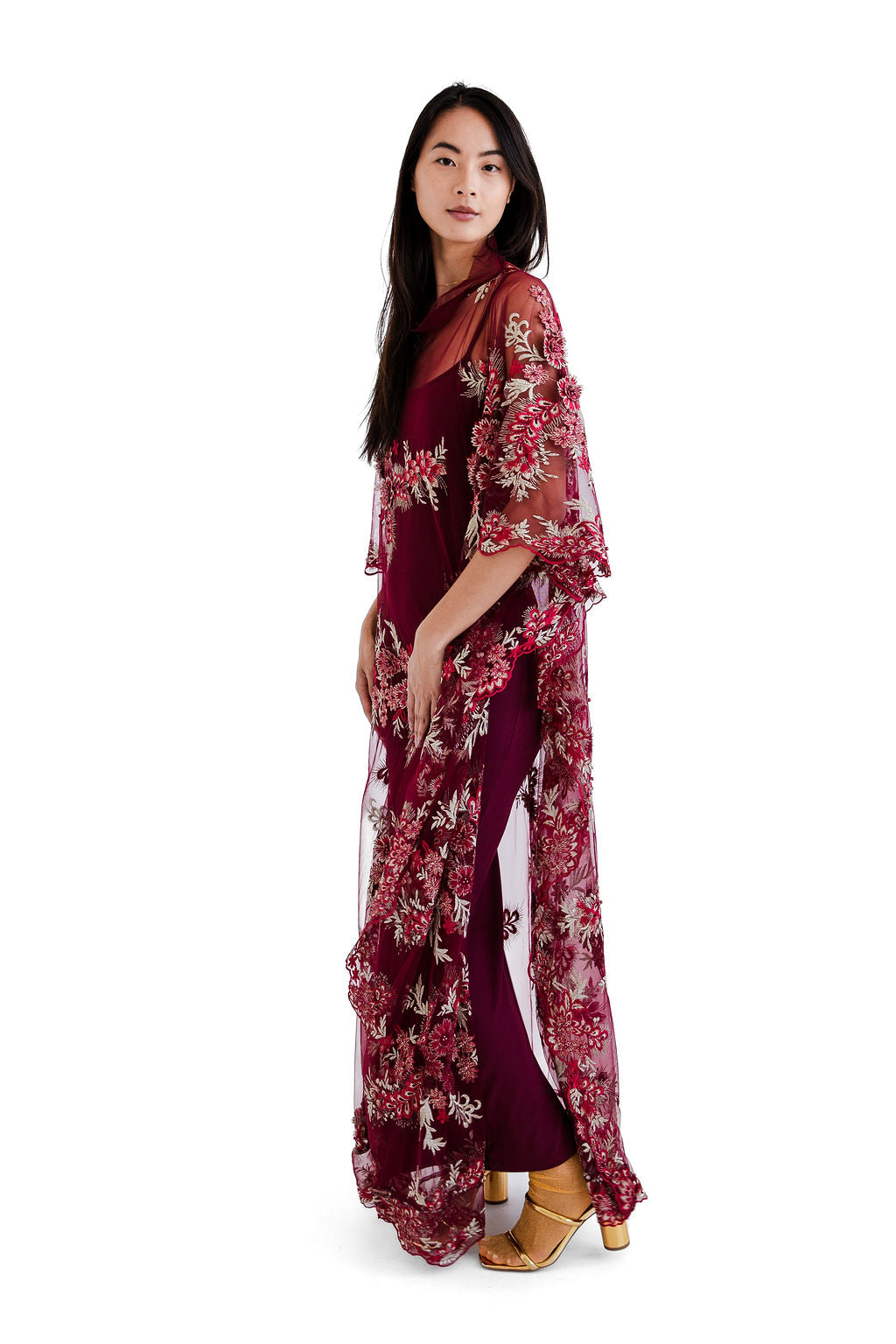 Burgundy embellished chemise