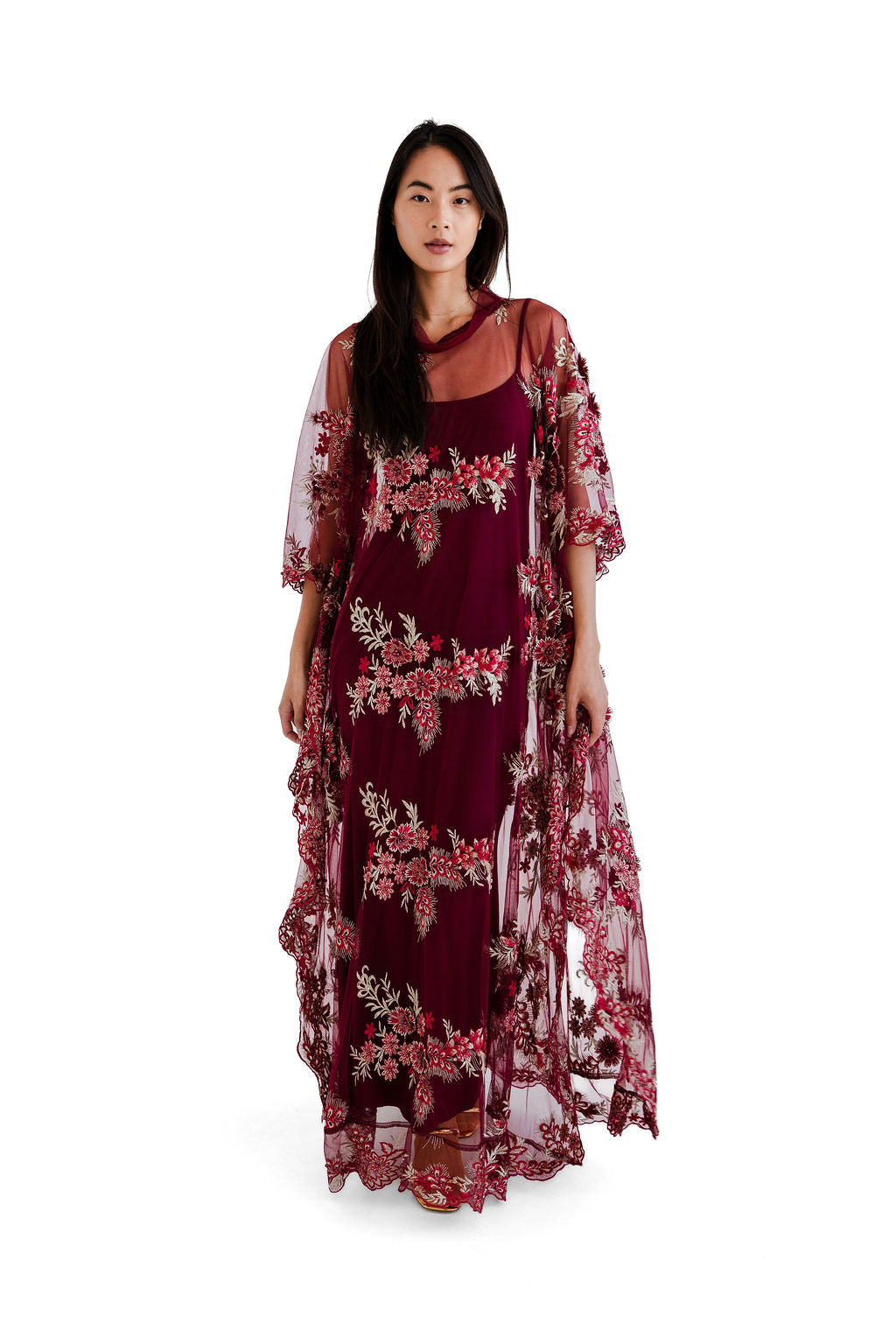 Burgundy embellished chemise