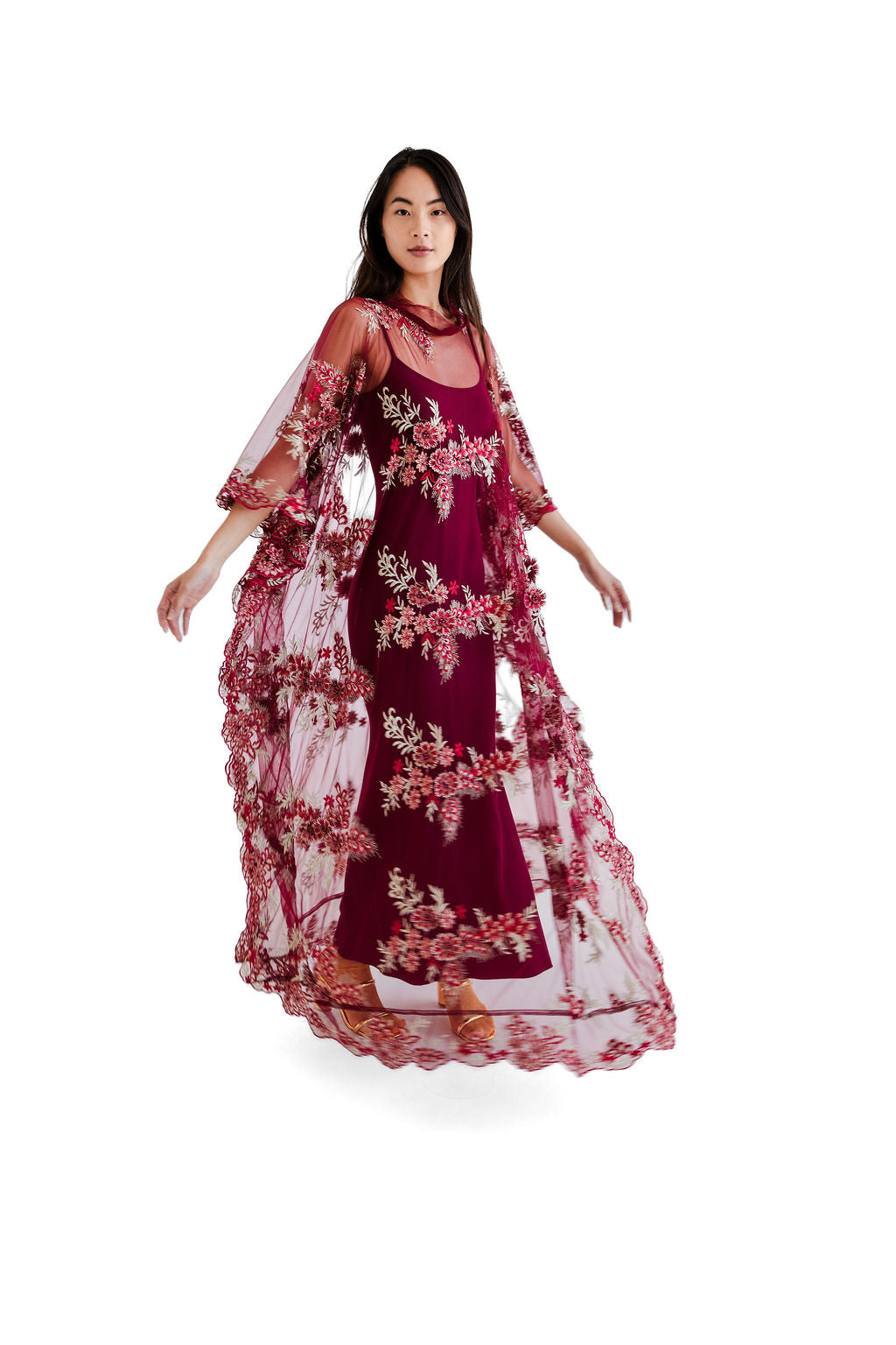 Burgundy embellished chemise