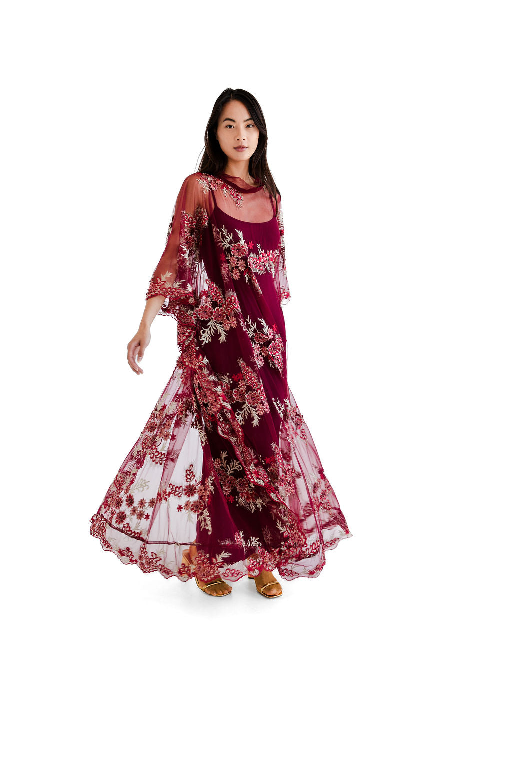 Burgundy embellished chemise