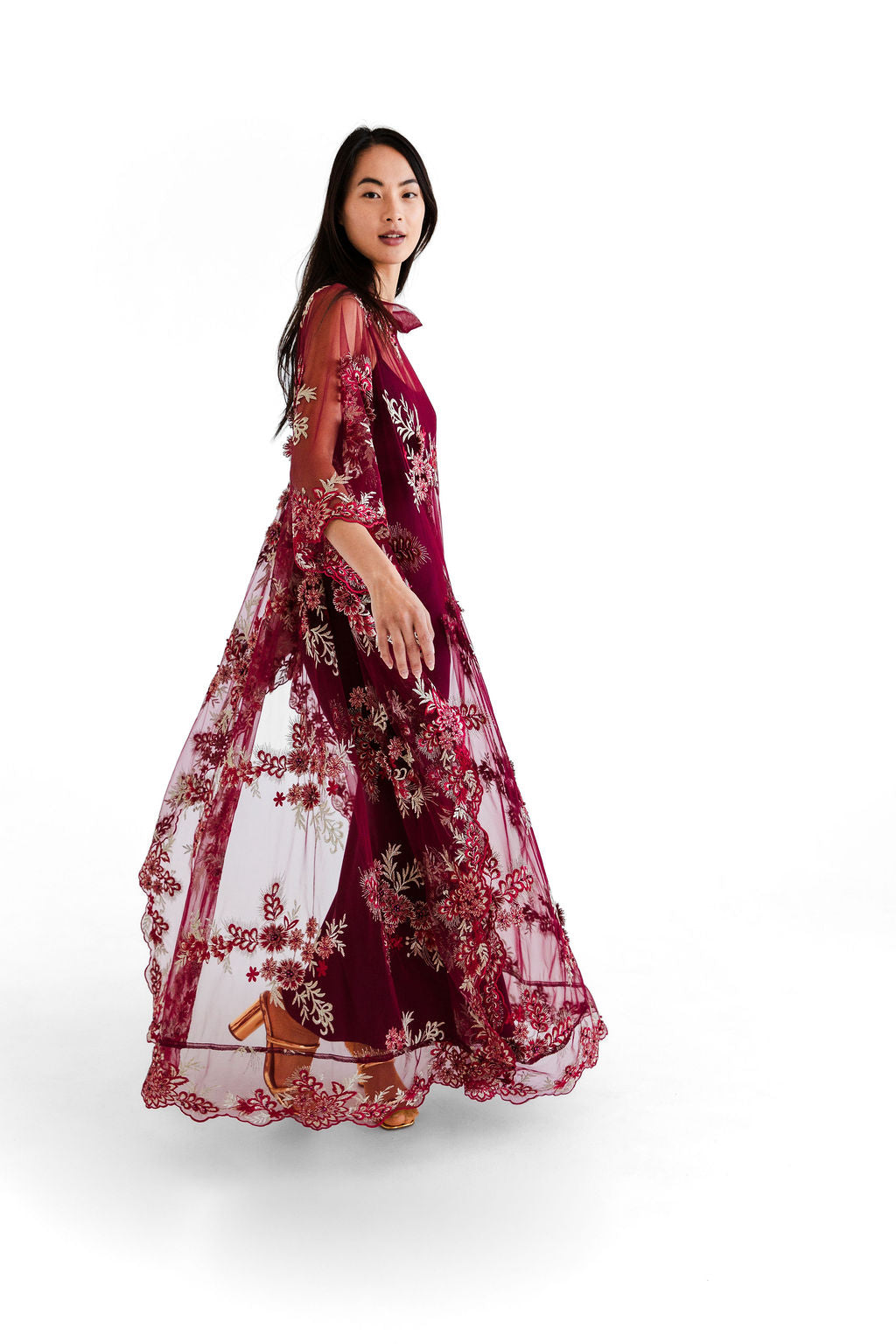 Burgundy embellished chemise