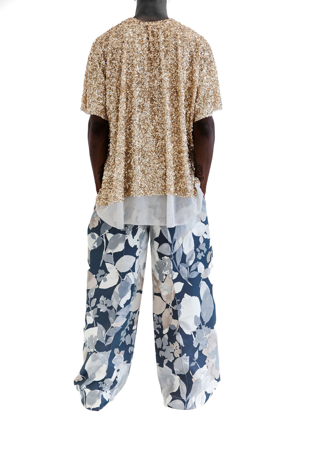 Grey floral camo pant