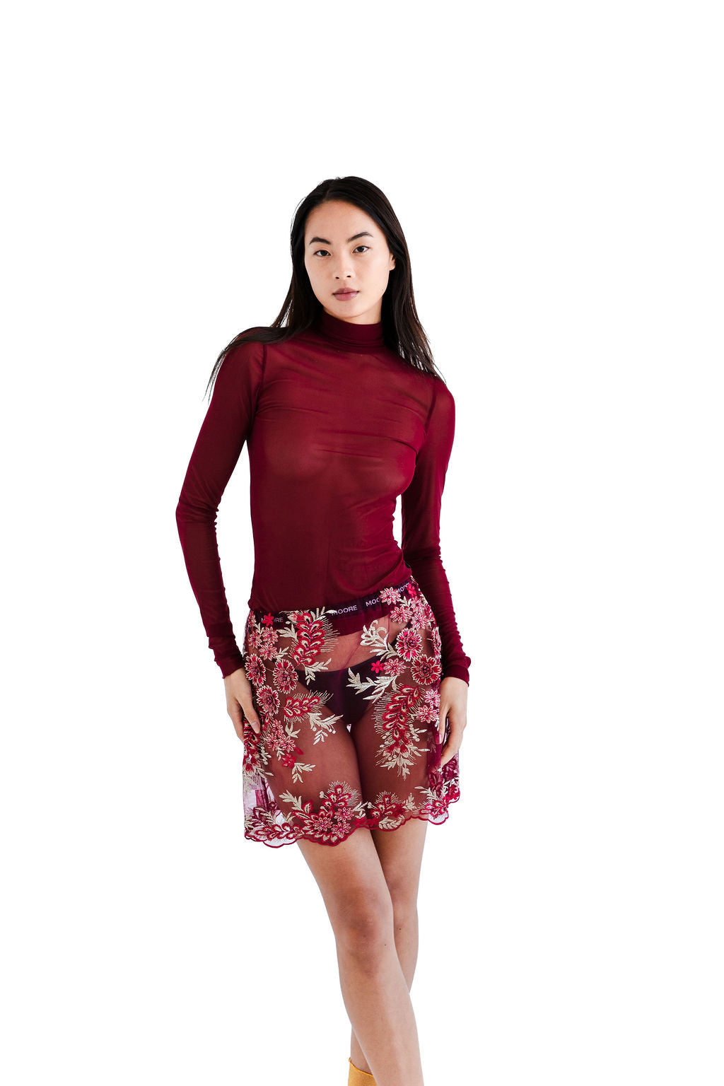 Burgundy embellished mini