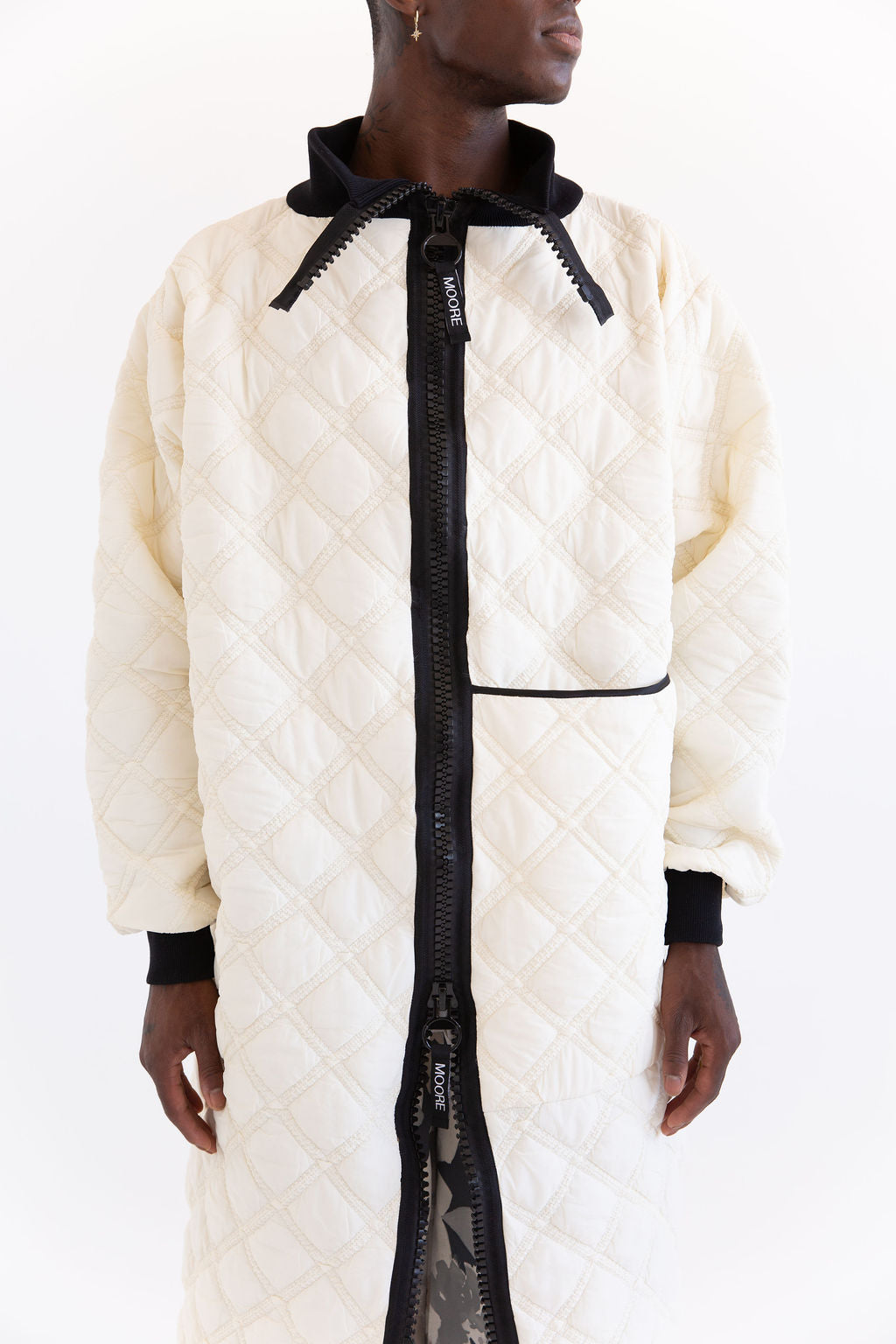 Cream long quilted layer