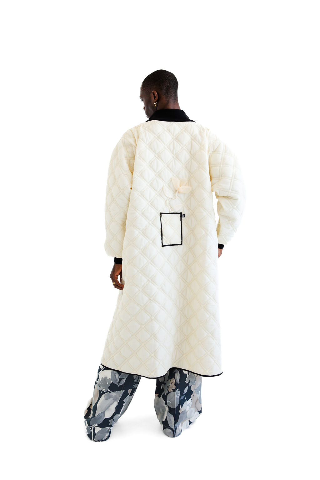 Cream long quilted layer