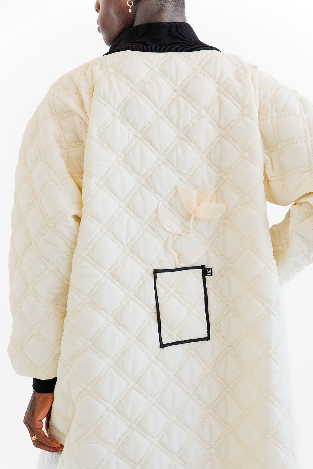Cream long quilted layer