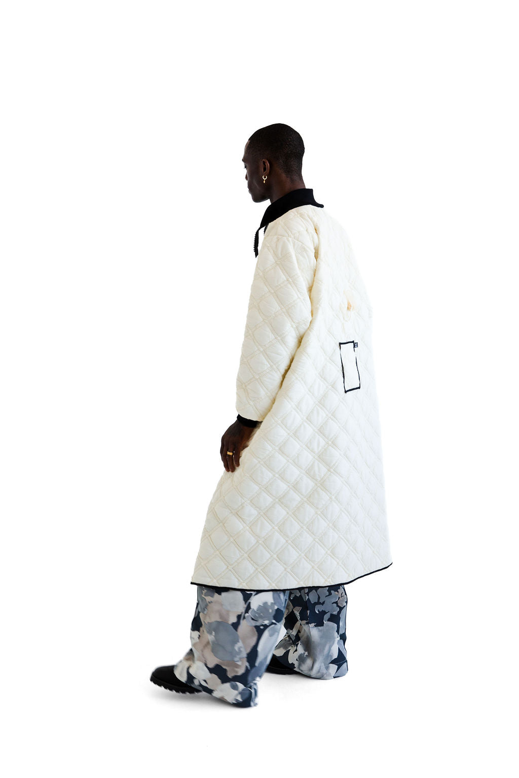 Cream long quilted layer