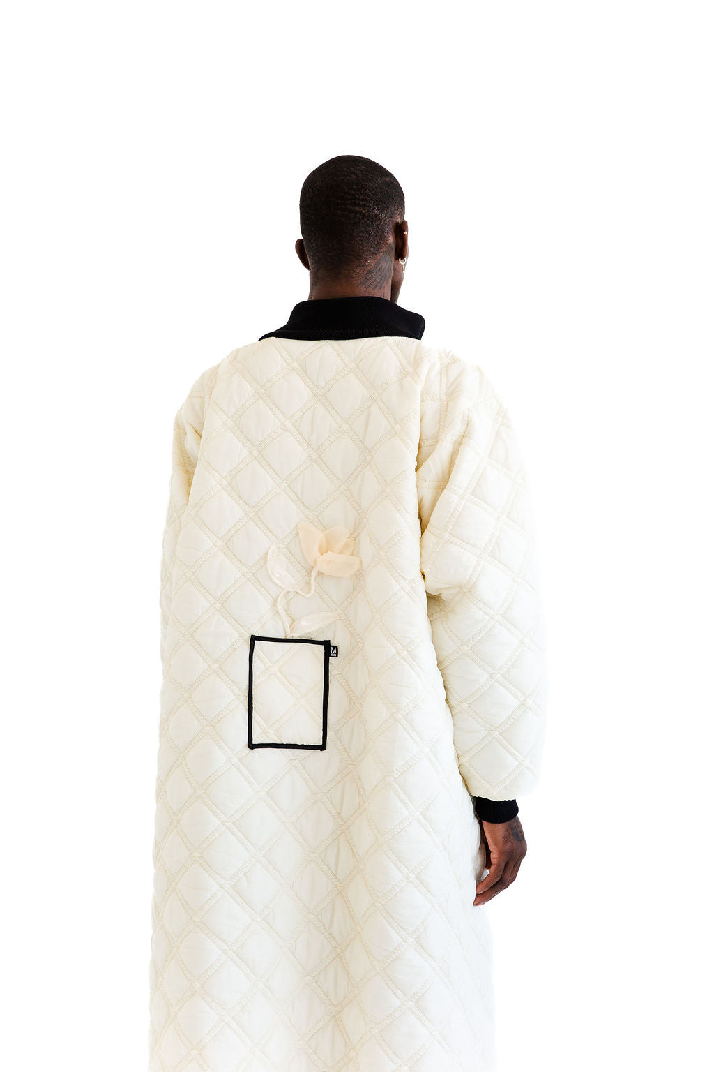 Cream long quilted layer
