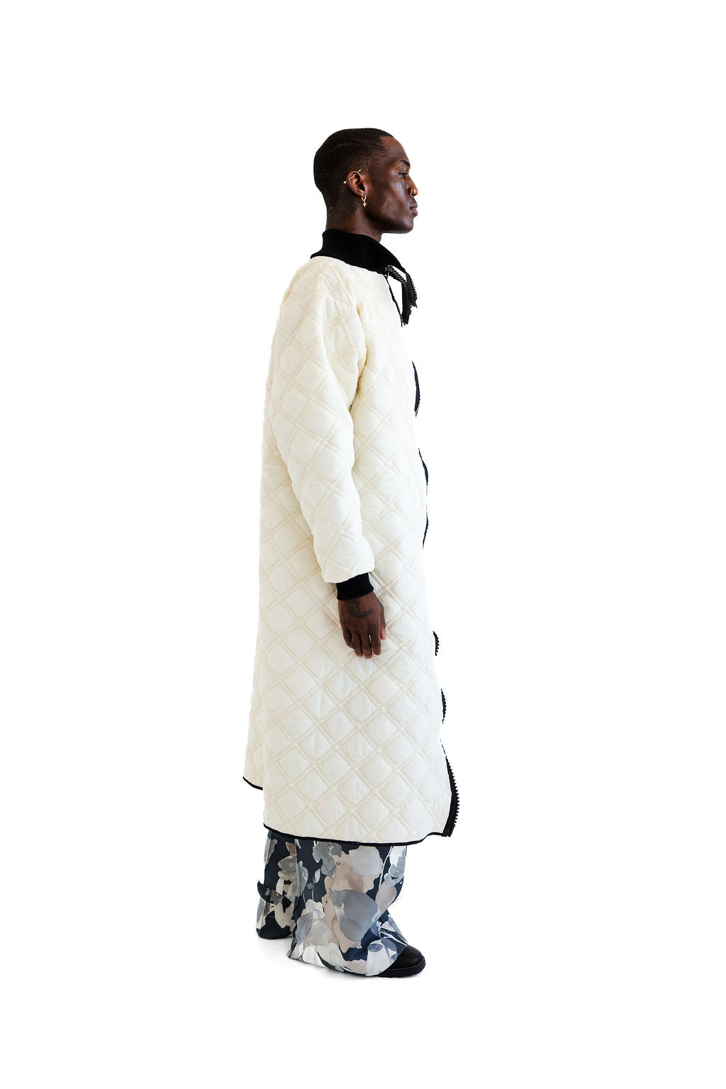 Cream long quilted layer