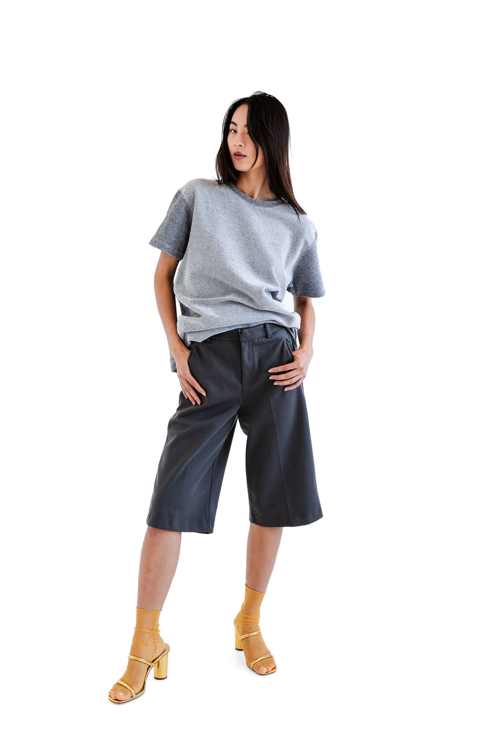 Grey ultra suede short