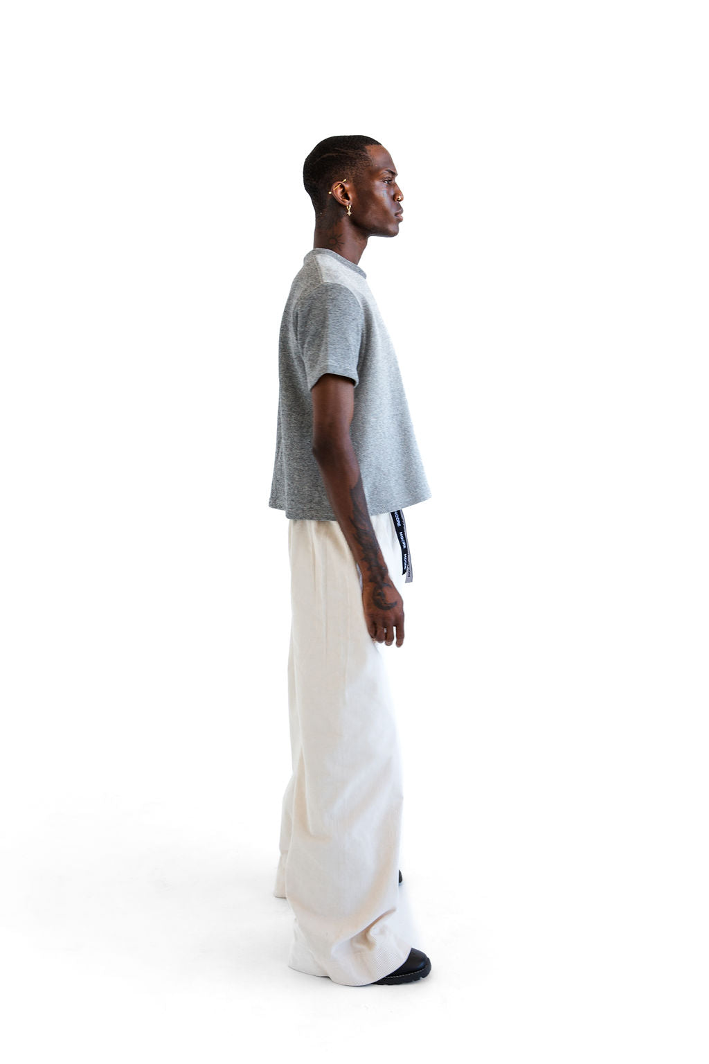 Grey and cream crop tee
