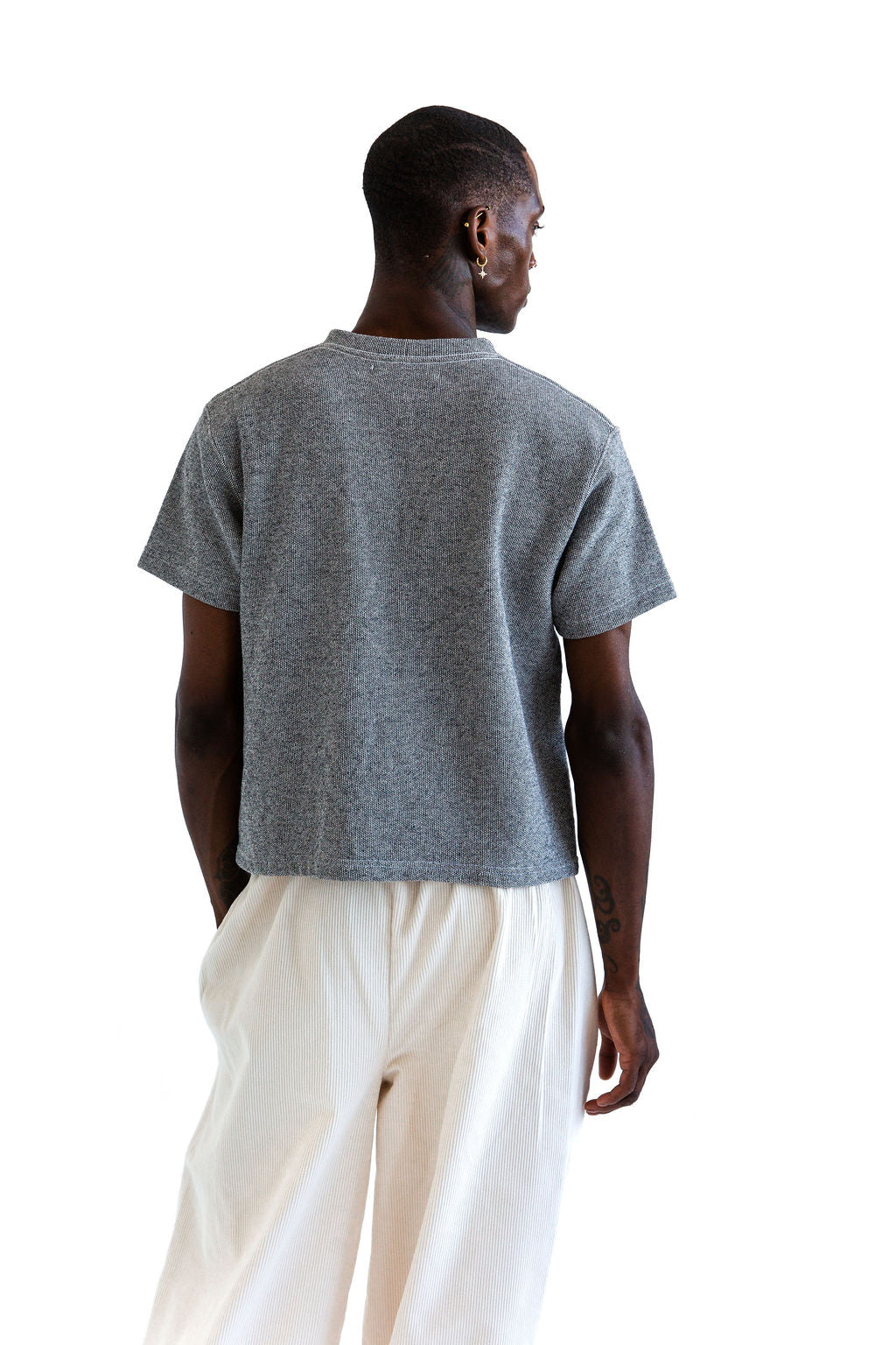 Grey and cream crop tee