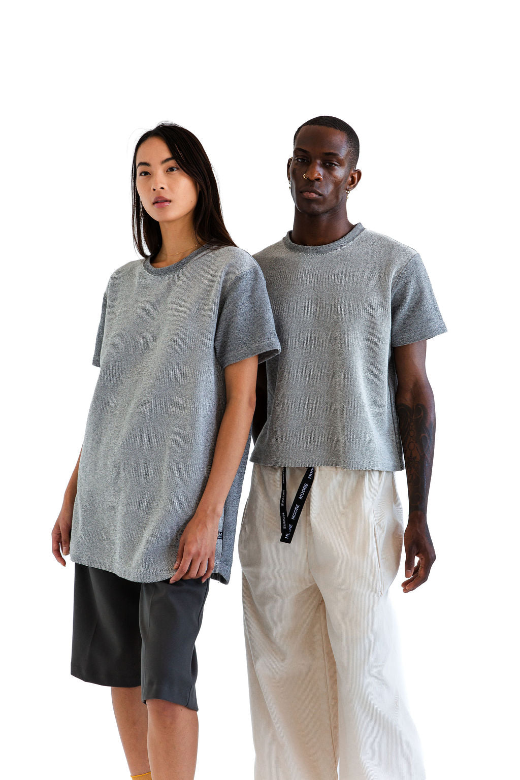 Grey and cream crop tee