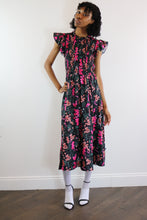 Dark Floral Shirred Dress