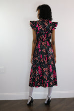 Dark Floral Shirred Dress