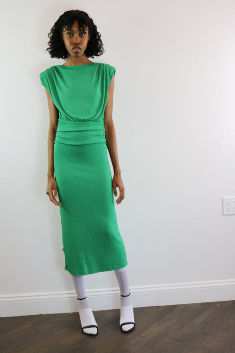 Chartreuse Drape Front Dress