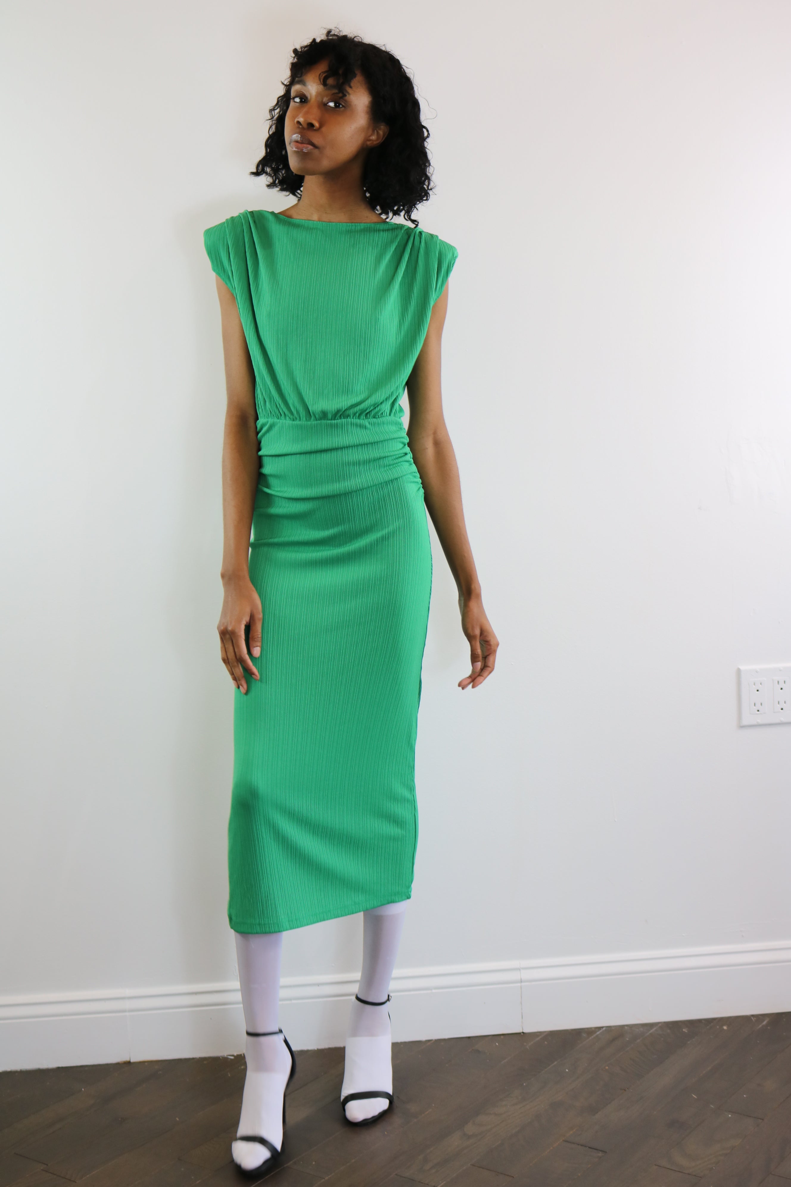Chartreuse Drape Front Dress
