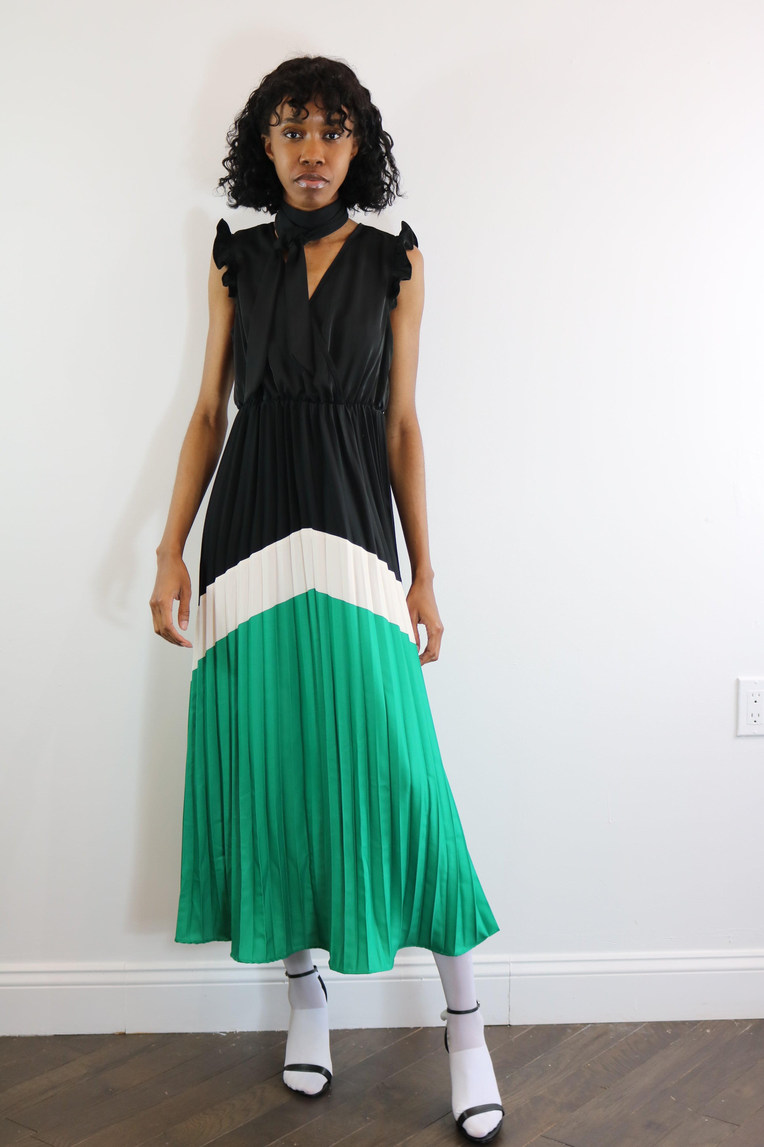 Pleated Chevron Dress