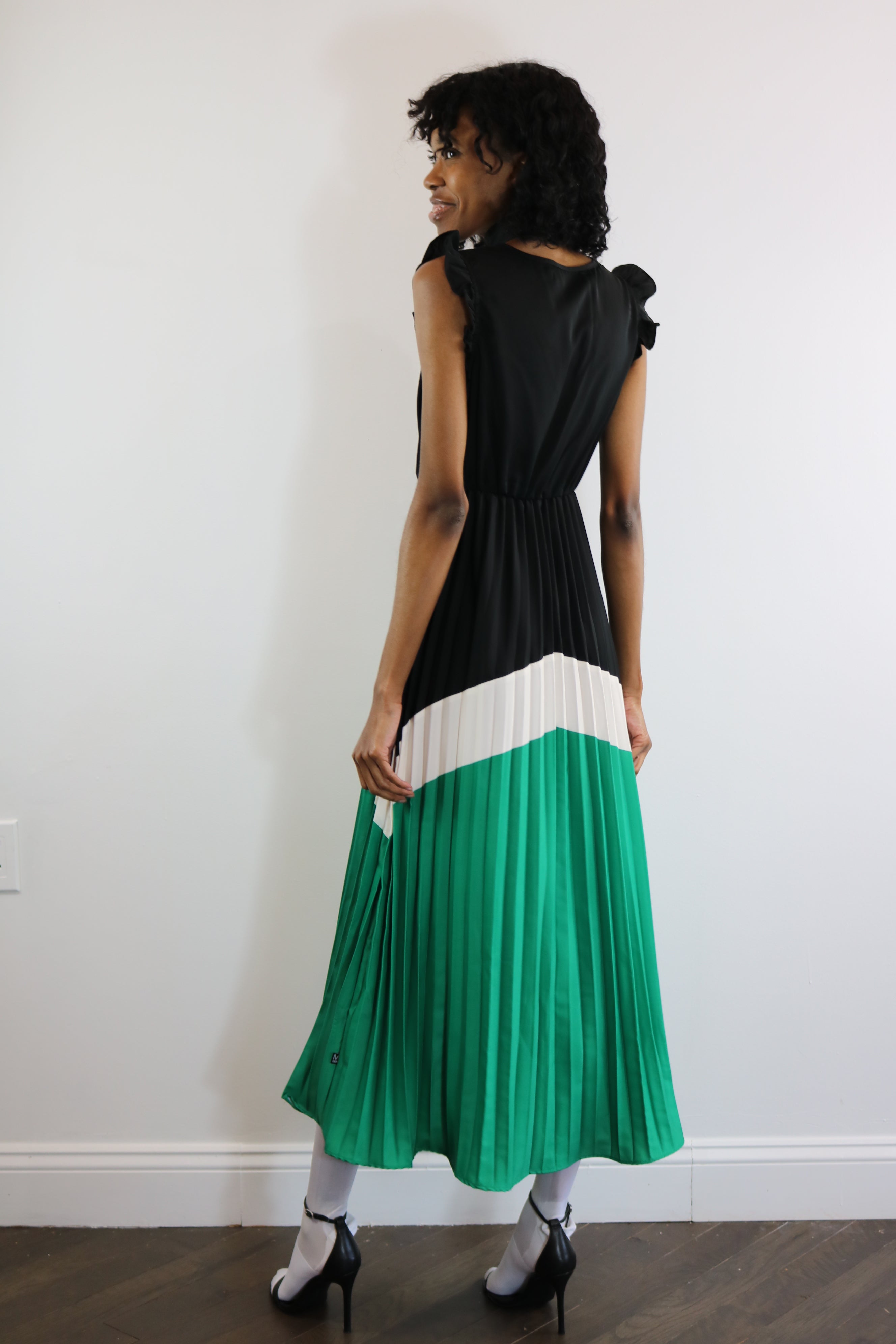 Pleated Chevron Dress