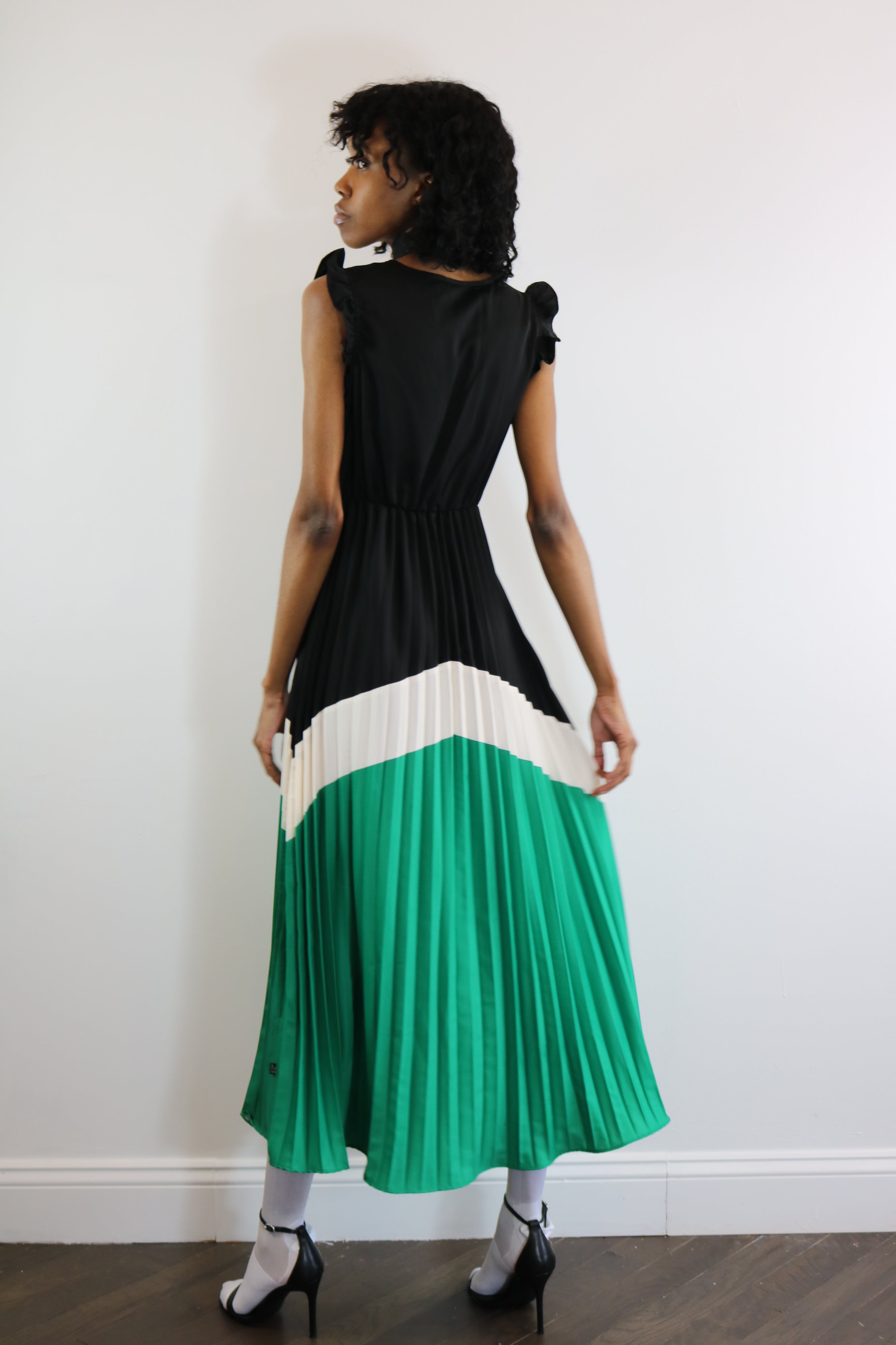 Pleated Chevron Dress