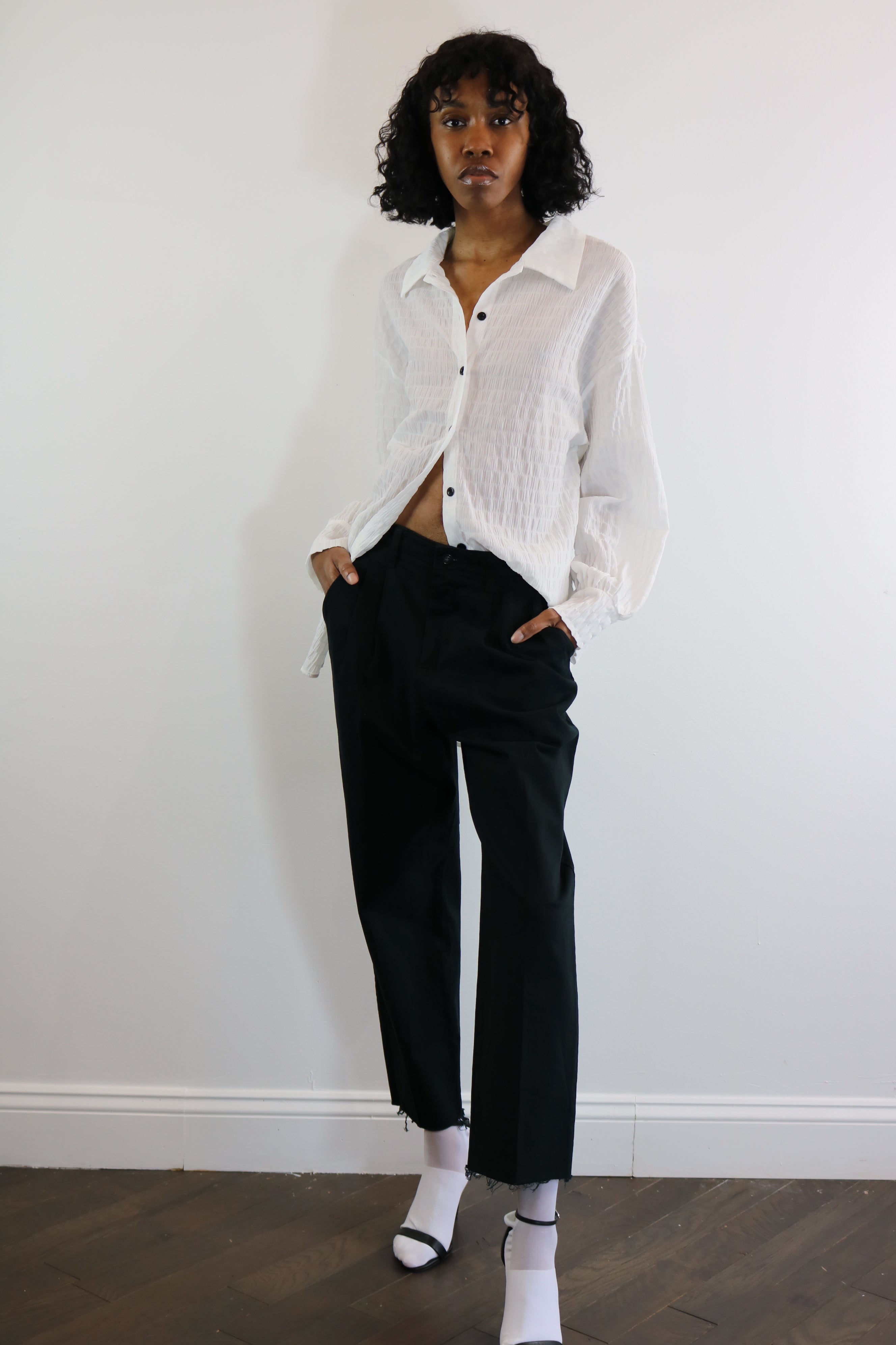 White Textured Breezy Top