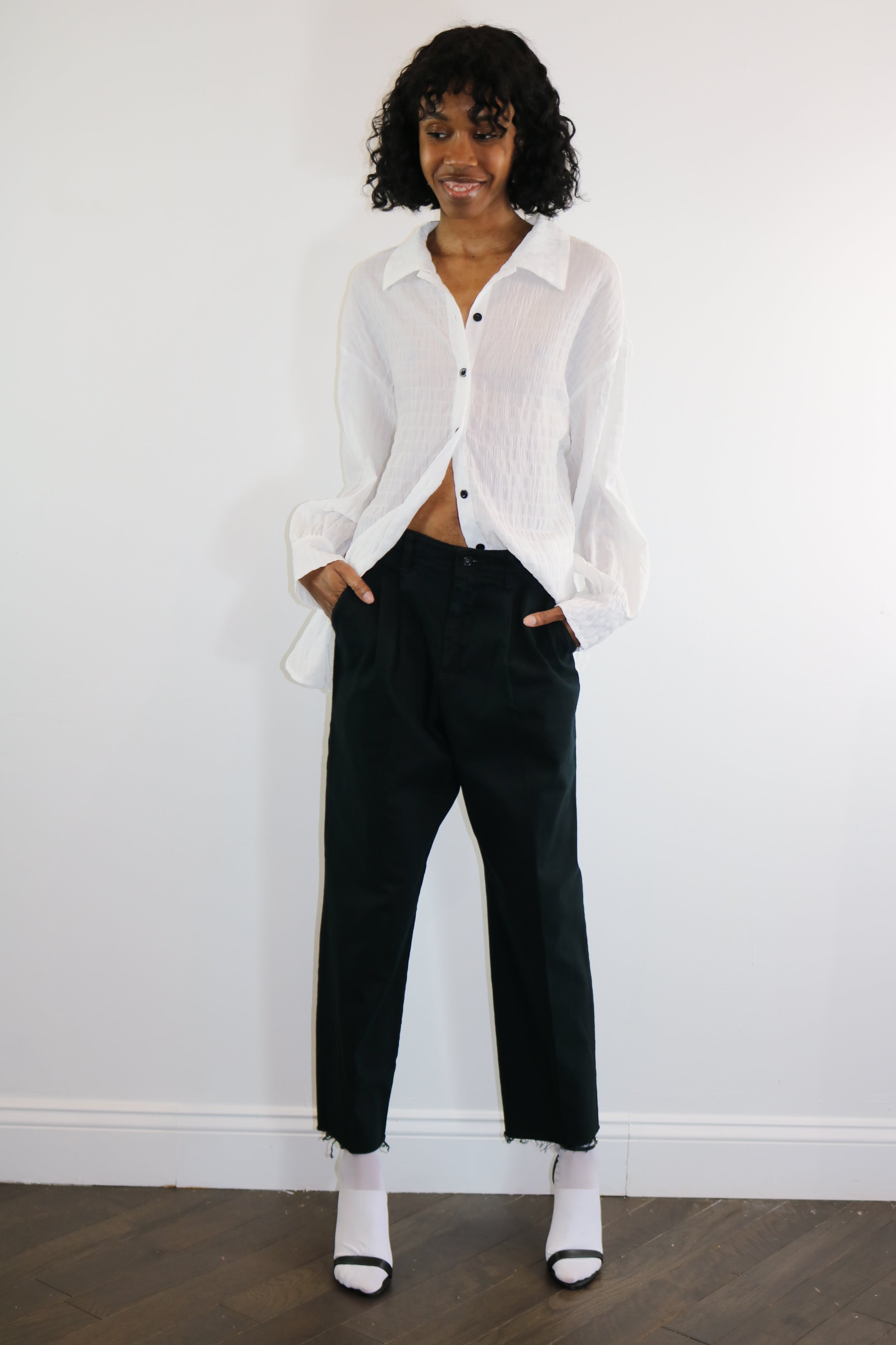 Black Pleat Front Pant