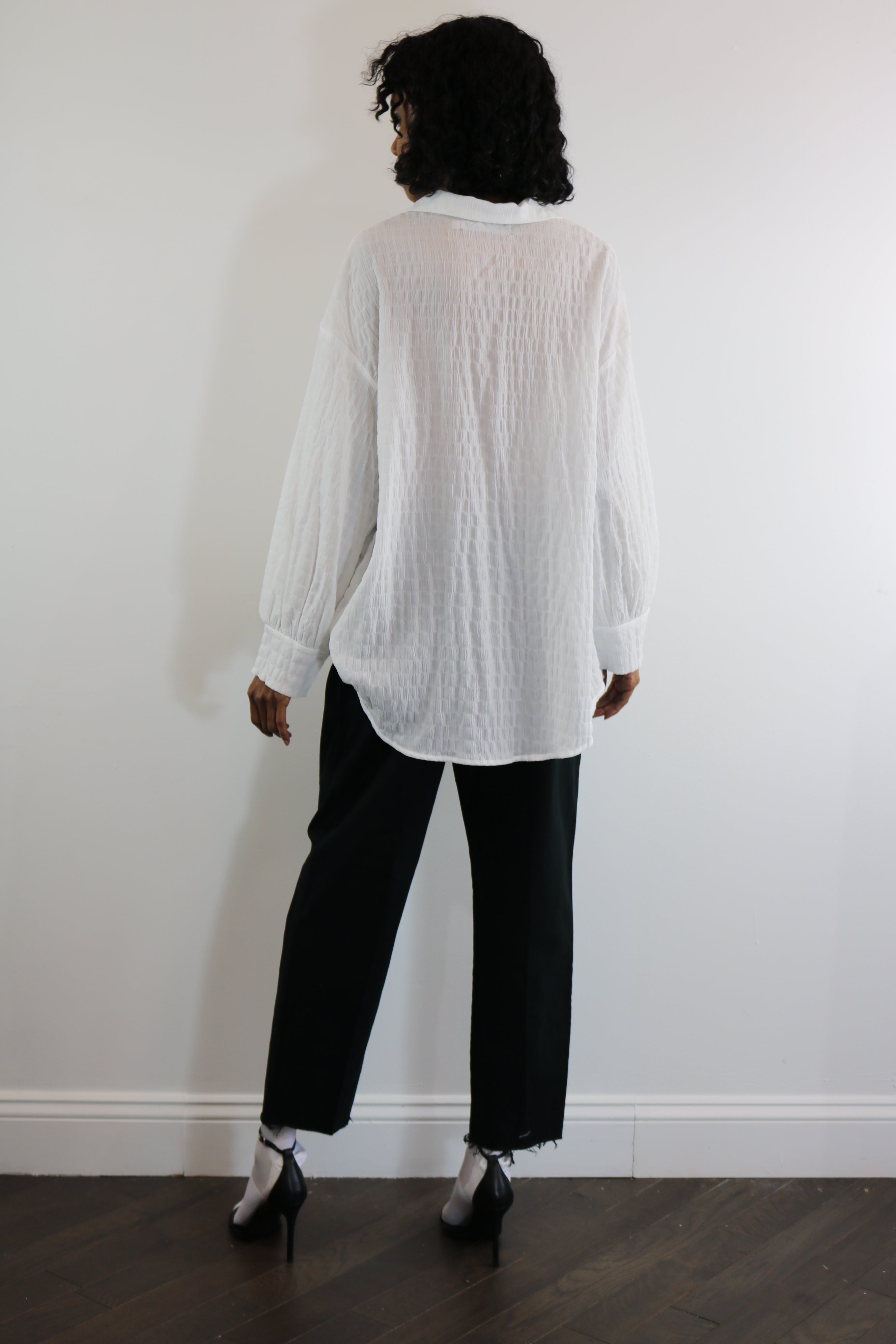 White Textured Breezy Top