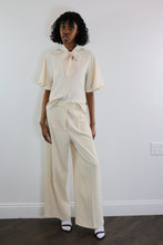 Cream Silky Pleat Pant