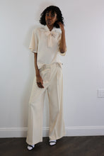 Cream Silky Pleat Pant