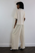 Cream Silky Pleat Pant