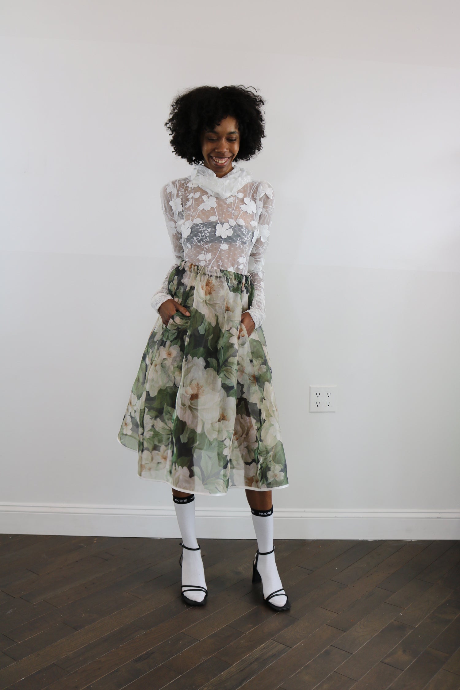 floral organza skirt